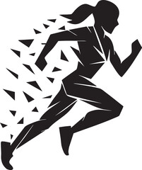 Energetic Runner in Motion: Dynamic illustration of a female athlete sprinting forward with speed and determination, representing the essence of motion and physical activity. 