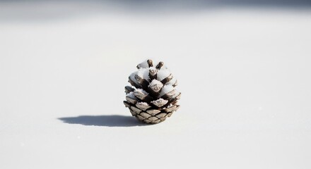 Natural Winter Element: Close-up of Isolated Frosted Cone with Short Shadow