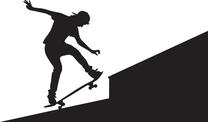 Skateboard Silhouette in Action: A dynamic silhouette captures a skater executing a stylish trick, showcasing athleticism and the thrill of urban sports.