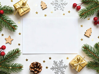 Obraz premium Christmas Background with Gingerbread Cookies, Red Ornaments, Candy Canes, and Pine Branches