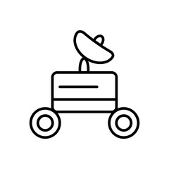 Rover Vehicle Flat Icon: flat icon of a futuristic rover vehicle for planetary surface exploration. Perfect for space, science and technology projects.