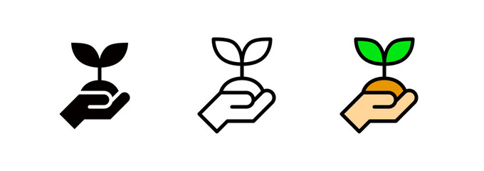 Obraz premium Icons representing environmental protection and ecology, logo mark for tree-planting activities