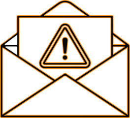 Email with warning symbol and exclamation mark