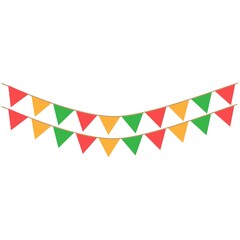 Obraz premium Colorful triangle bunting flags festive decoration on white background