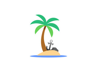 Vector illustration of a tropical palm tree icon with a minimalist design. Ideal for summer themes, beach logos, travel icons, and nature graphic resources	