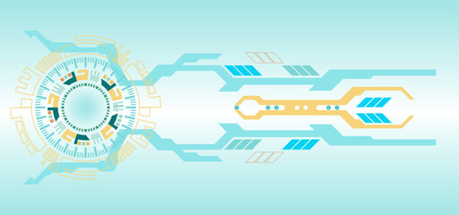 Abstract color vector background on a technological theme is created using many different technical elements. Global network concept.