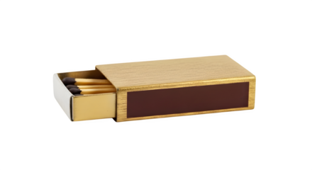 Open matchbox with matches isolated on transparent background, ready for use