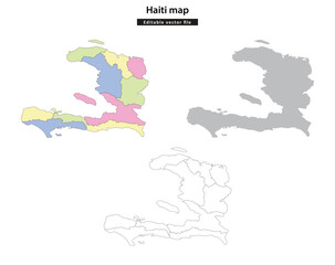 Haiti map with departments, editable vector map, outline and colored.
