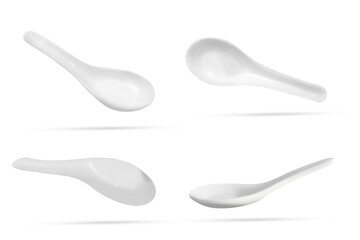 Title: Ceramic Soup Spoon in Various Angles