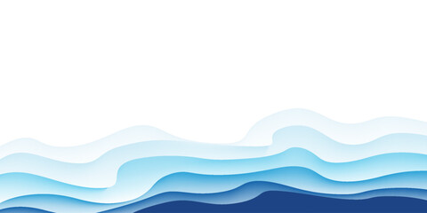 Seamless sea waves layered vector background. Blue ocean waves. Water wave pattern design.
