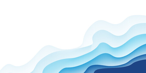 Seamless sea waves layered vector background. Blue ocean waves. Water wave pattern design.