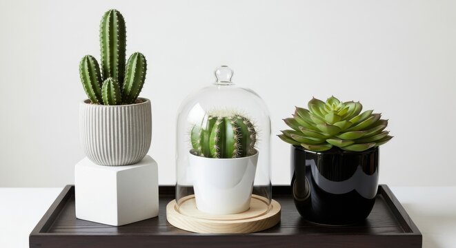 Assorted potted succulents and cacti decor