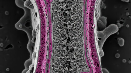 Ion-Abrasion Scanning Electron Micrograph of Densely Packed Yeast Cells in a Stratified Biofilm Layer
