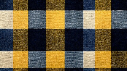 Fototapeta premium Yellow and blue buffalo check denim fabric texture