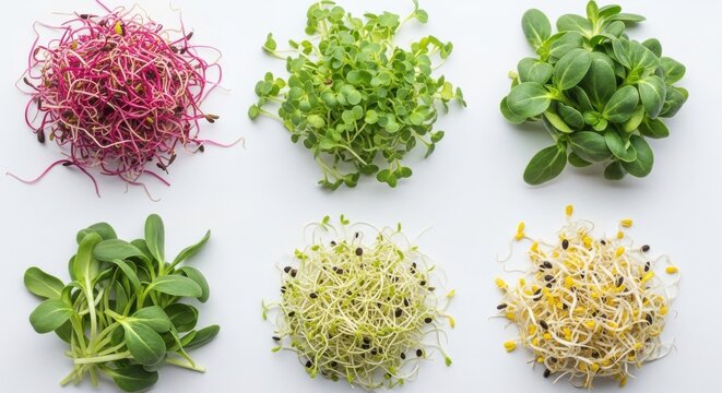 Assorted Microgreens and Sprouts Pile Arrangement