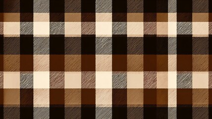 Brown and beige buffalo plaid flannel fabric texture