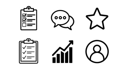 Set of simple business and communication icons in black and white