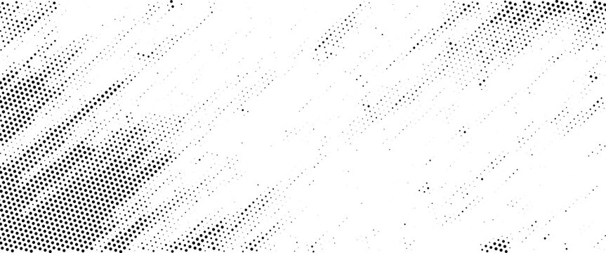 Grunge halftone diagonal scratch background. Fading grit noise texture. Dotted pop art sandy wallpaper. Retro pixel backdrop. Anime or manga style comic overlay. Vector slanted halfton glitch template