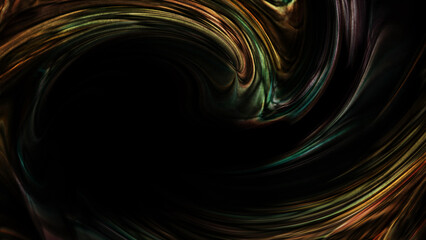 Fototapeta premium Dark Mysterious Swirling Vortex Abstract Background Featuring Subtle Metallic Liquid Waves and Dynamic Light Trails Creating a Hypnotic Deep Void