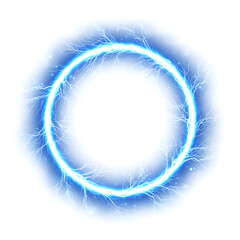 Abstract Blue Electric Circle with Dynamic Lightning Energy