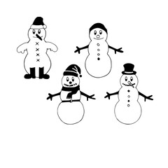 Cute snowman vector illustration.