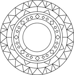 Geometric mandala design with triangles and squares in a circular pattern art