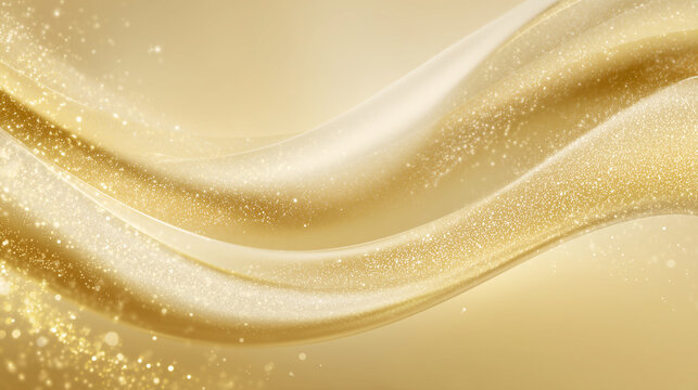 黄金のきらめきが広がるラグジュアリーな美しい背景｜美容・コスメ・スキンケアデザイン向け高輝度ゴールドグリッターテクスチャー
Luxury radiant golden glitter wave background for beauty, cosmetics, and skincare design