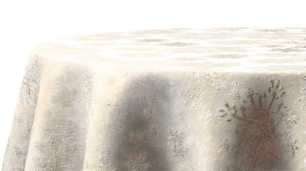Linen Christmas tablecloth with tone-on-tone snowflake texture, isolated on white background