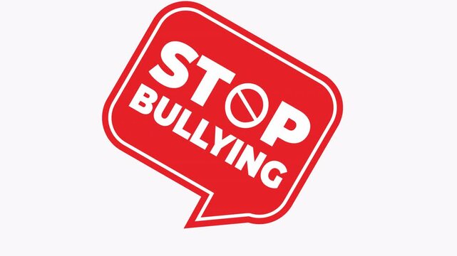 Red stop bullying sign ideal for promoting anti bullying campaigns, school posters, social media awareness, educational materials, and advocacy materials.