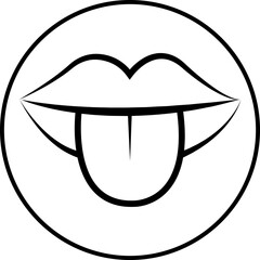 Taste mouth tongue icon lip tongue outline symbol pack, flavor sense illustration bundle, taste organ graphic kit, line and flat style black vector drawing assortment