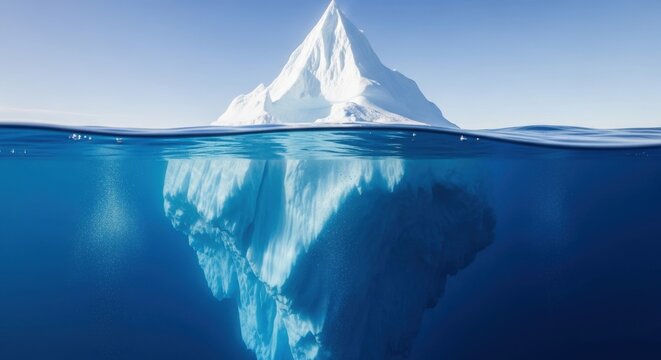 Majestic iceberg emerges from crystal clear ocean water - Powered by Adobe