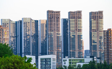 Fototapeta premium modern office building exterior in downtown district in Chengdu