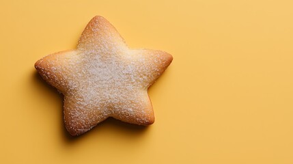 Star-shaped cookie on a bright yellow background showcasing a sweet treat
