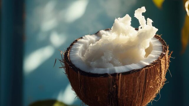 Video A detailed view of a coconut shell's texture and patterns