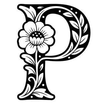 Letter P monogram floral