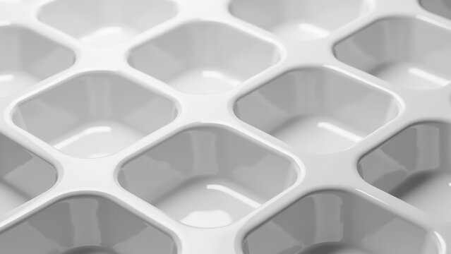 White ceramic tray with multiple square compartments, ideal for organizing small items or serving snacks. clean design adds elegance to any