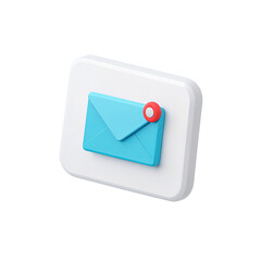 3d blue email icon with notification badge on transparent background