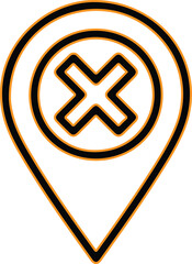 Obraz premium Location marker with cross symbol for no location