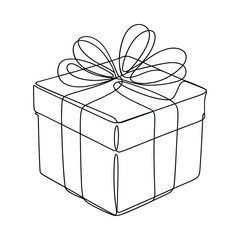 Simple line drawing of a gift box with a bow