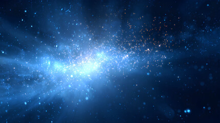 Flickering blue light with spark particles and soft celestial effect 
