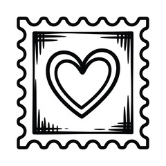 Hand drawn heart stamp with perforated edges