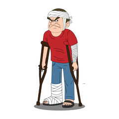 Injured Person using crutches