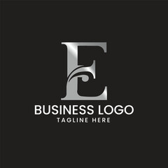 Stylized letter E in a luxurious metallic or chrome finish, representing initial, elegance, or finance Vector logo template