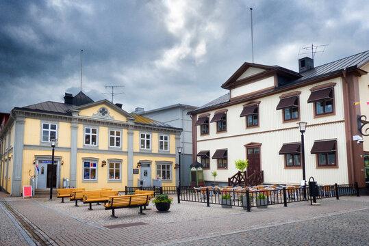 Old buildings on theTown Hall Square in Pite&aring;, Sweden