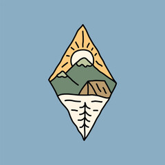 Mountain and sunrise graphic illustration vector art t-shirt design