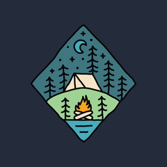 Night camping graphic illustration vector art t-shirt design