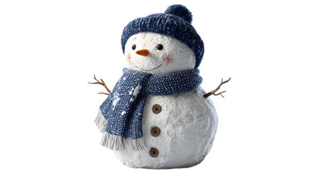 Simple & Direct: "A Blue Winter Snowman" isolated on white background