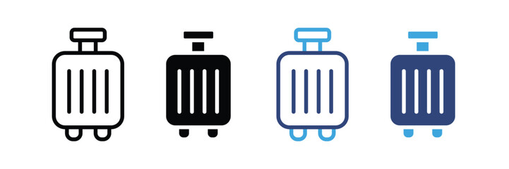  suitcase icon set. luggage bag symbol. vector illustration