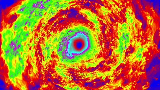 Infrared thermal hurricane satellite view simulation