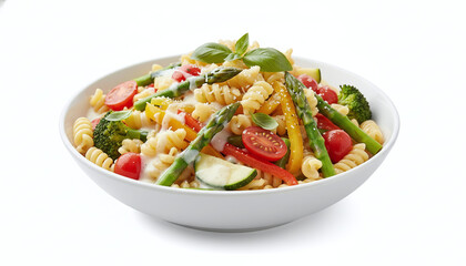 Pasta Primavera isolated on white background